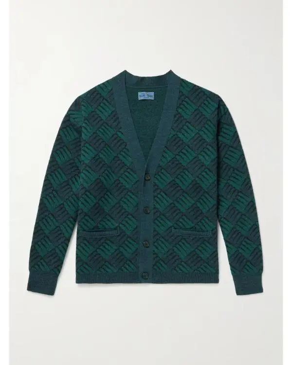 Access Hollywood Nick Offerman Green & Blue Printed Cardigan USA Jackets