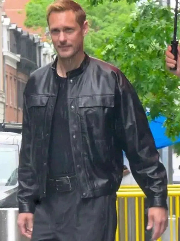 Alexander Skarsgård Murderbot Black Leather Jacket USA Jackets