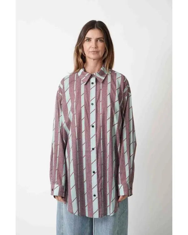 And Just Like That S03 Cynthia Nixon Brown Striped Shirt USA Jackets