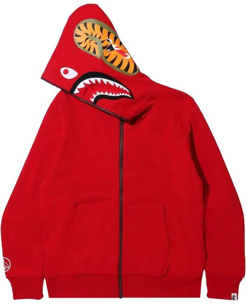 BAPE x OVO Woodland Camo Shark Reversible Full Zip Hoodie USA Jackets