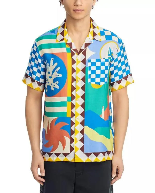 Bachelor In Paradise S10 Justin Glaze Printed Camp Shirt USA Jackets