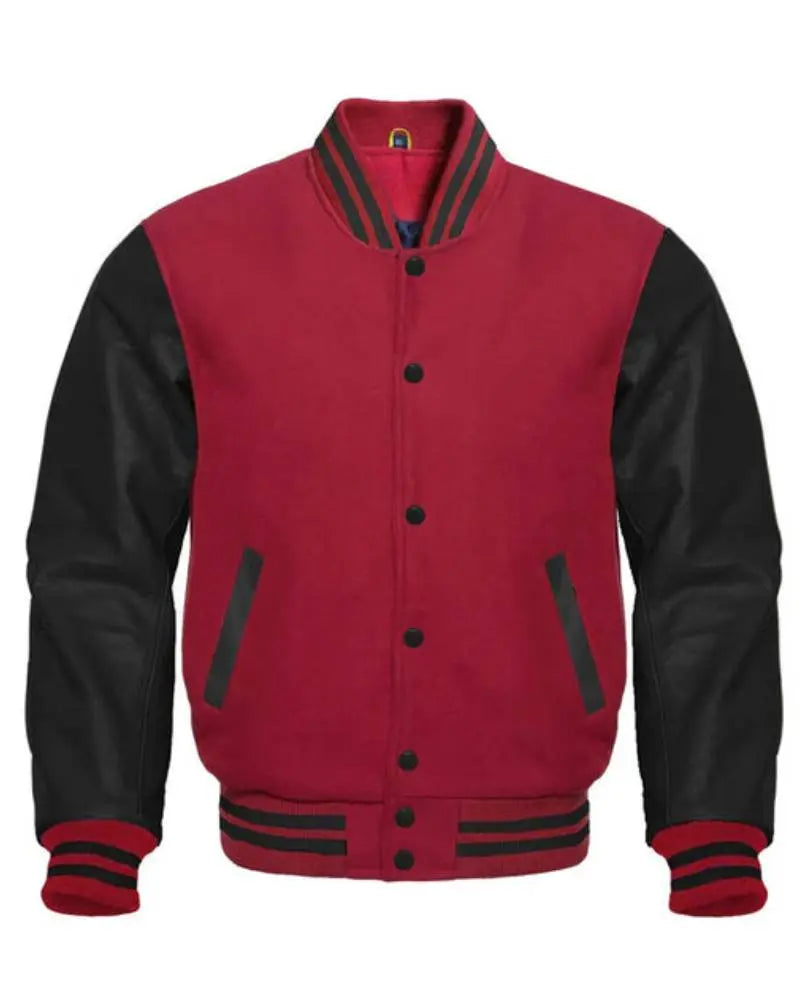 Black And Maroon Varsity Jacket USA Jackets