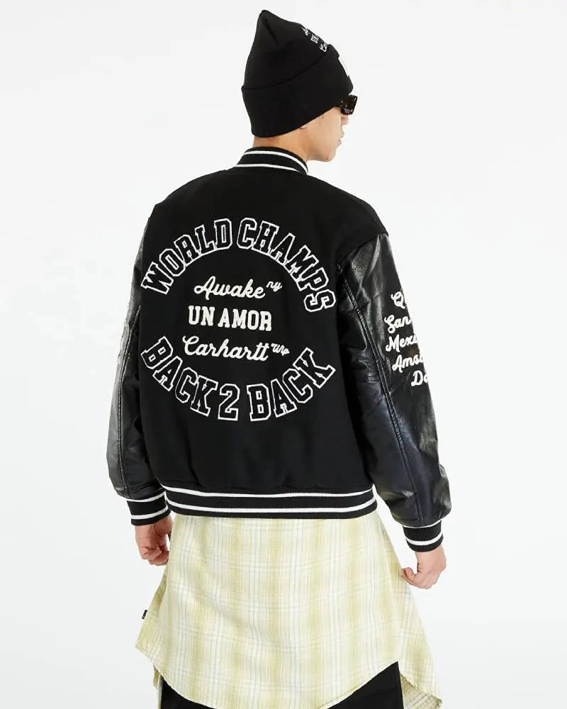 Bomber Awake NY x Carhartt WIP Black Teddy Jacket USA Jackets