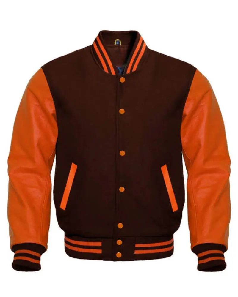 Brown And Orange Varsity Jacket USA Jackets