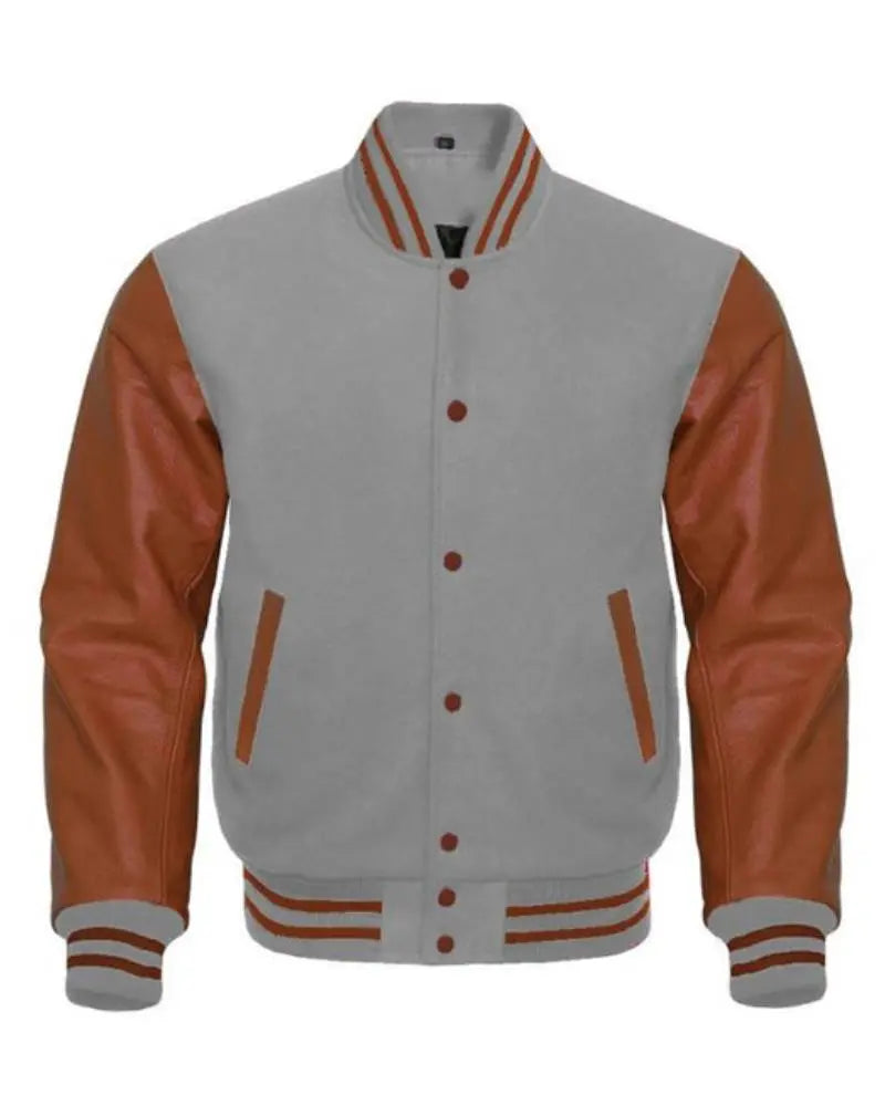 Brown & Gray Varsity Jacket USA Jackets