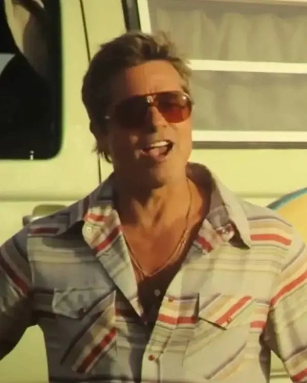 F1 The Movie Brad Pitt Stripe Shirt USA Jackets