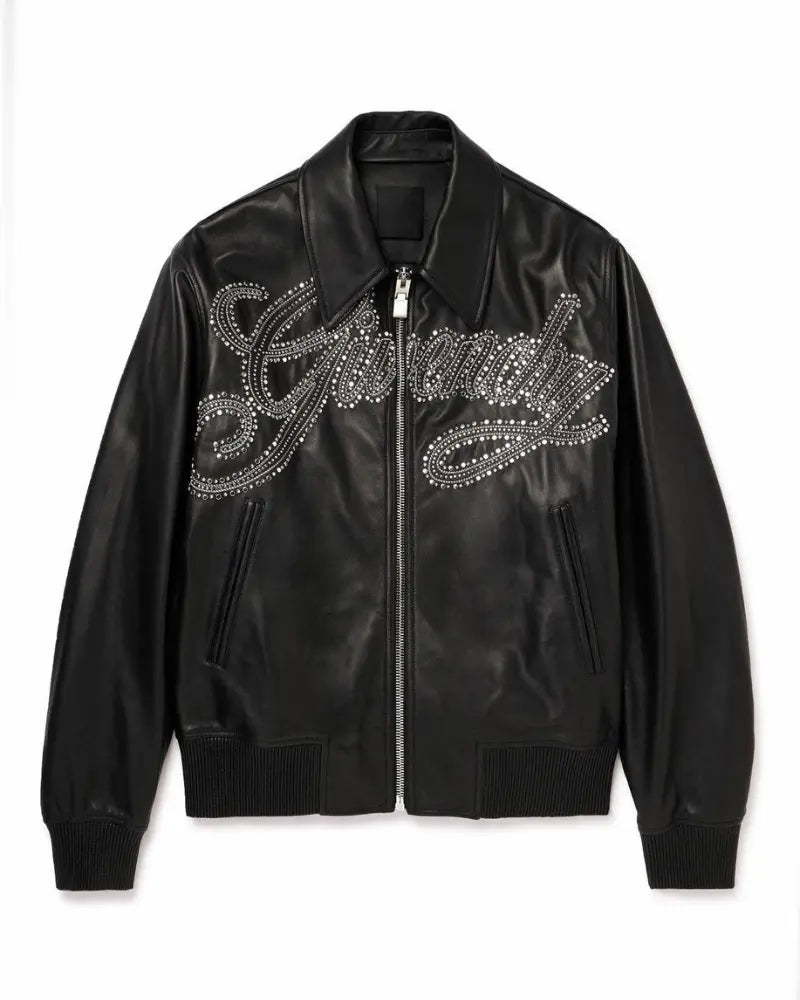 Givenchy Logo-embellished Studded Leather Jacket For Men USA Jackets