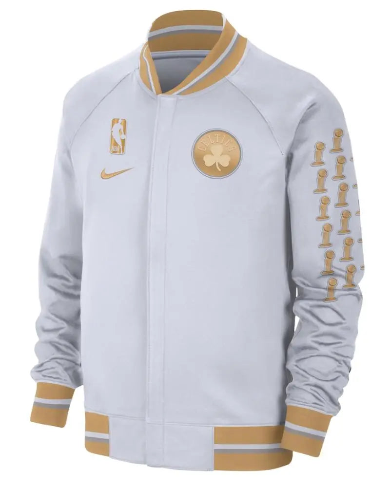 Men’s Boston Celtics Nike White/Gold 2024 NBA Finals Champions Jacket USA Jackets