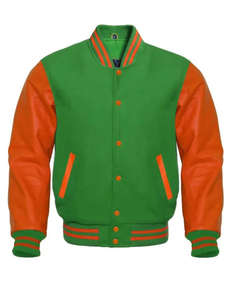 Green And Orange Varsity Jacket USA Jackets