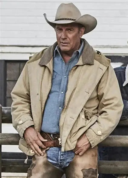 Kevin Costner Yellowstone John Dutton Beige Cotton Jacket USA Jackets