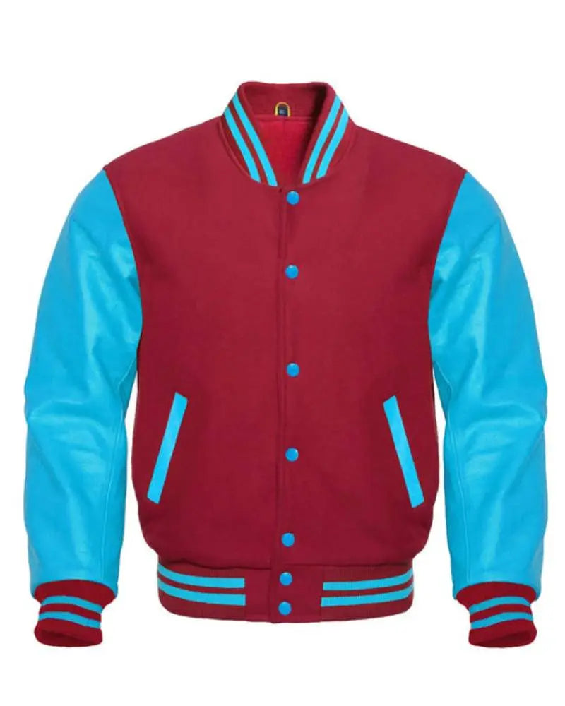 Maroon And Blue Varsity Letterman Jacket USA Jackets