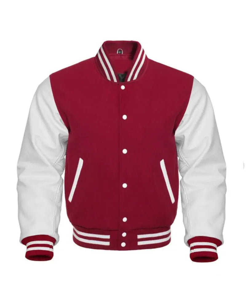 Maroon And White Varsity Letterman Jacket USA Jackets