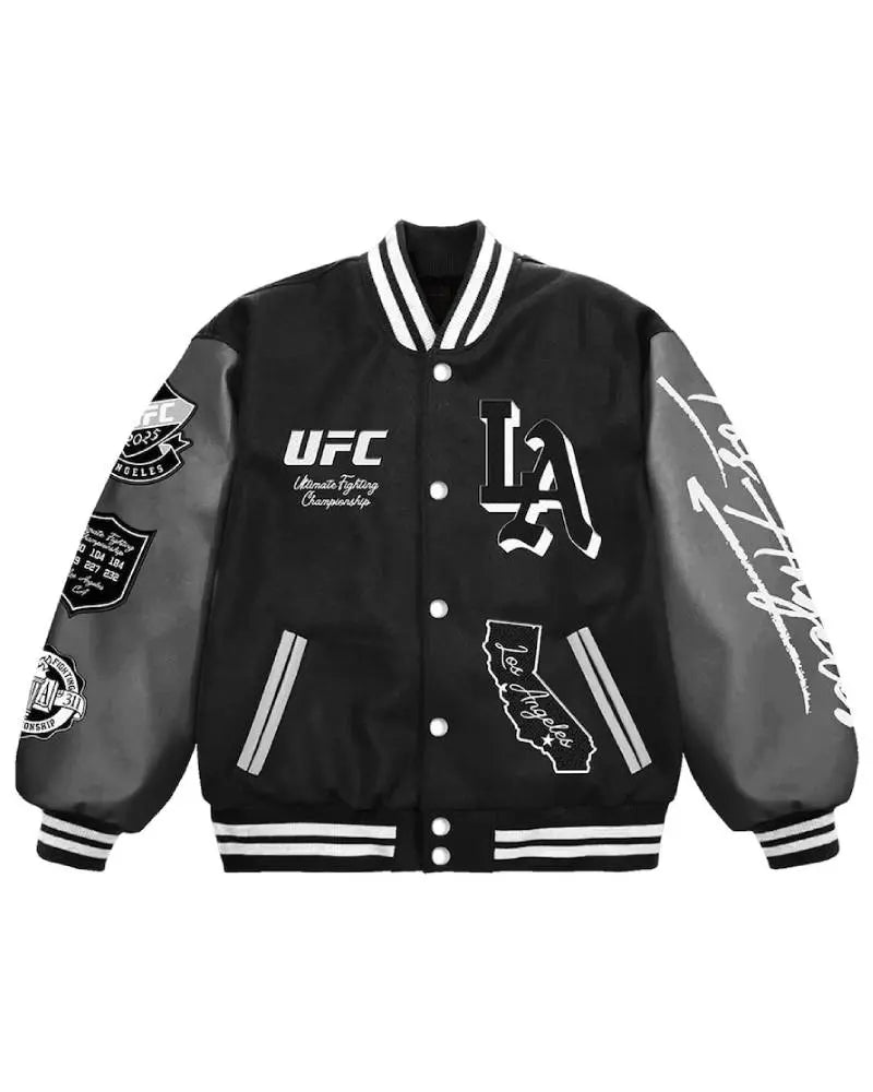 Men’s Black UFC 311 Los Angeles Full-Snap Varsity Jacket USA Jackets