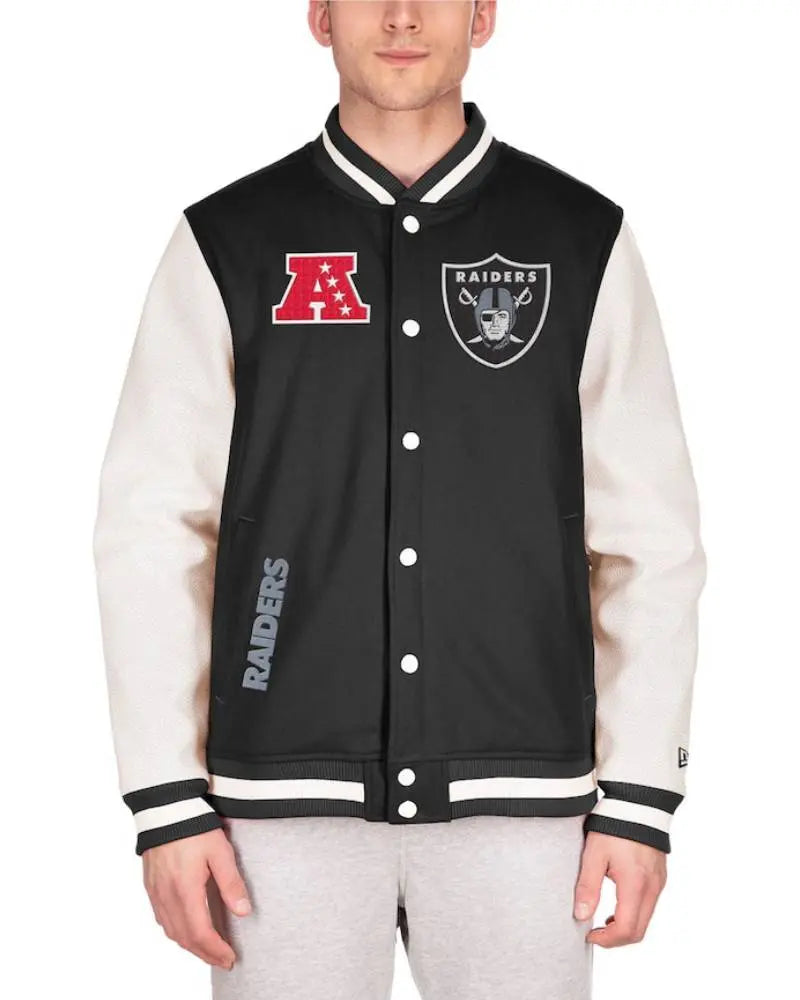 Men’s New Era Black Las Vegas Raiders Third Down Varsity Full-Snap Jacket USA Jackets