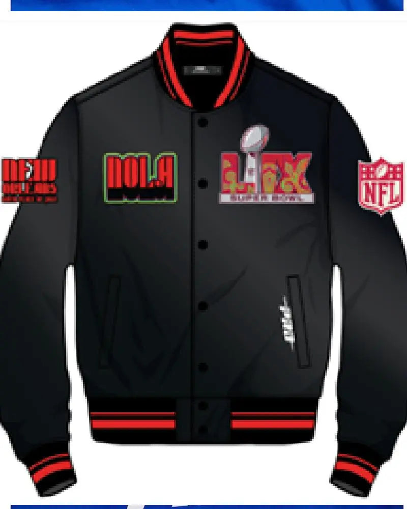 Men’s Pro Standard Black Super Bowl LIX 59 Rib Sublimated Satin Jacket USA Jackets