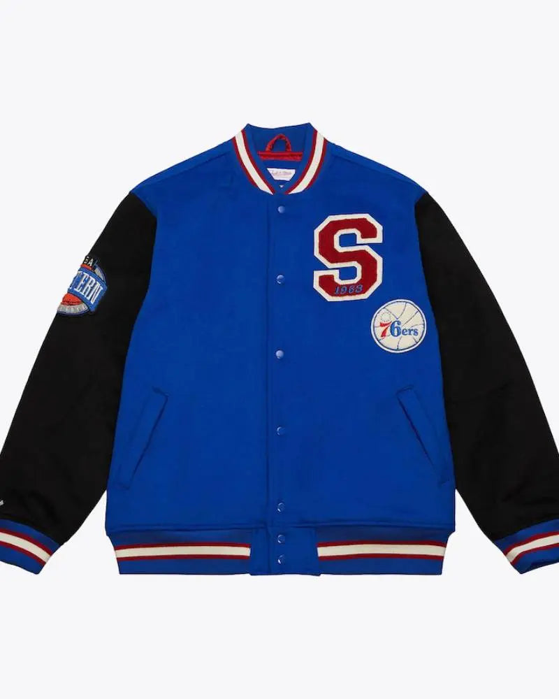 Men’s Royal Philadelphia 76ers Team Legacy Full-Snap Varsity Jacket USA Jackets
