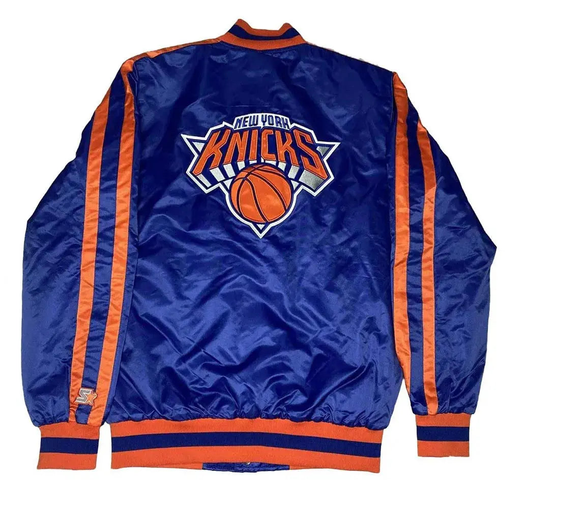 NY Knicks Striped Blue Satin Jacket USA Jackets