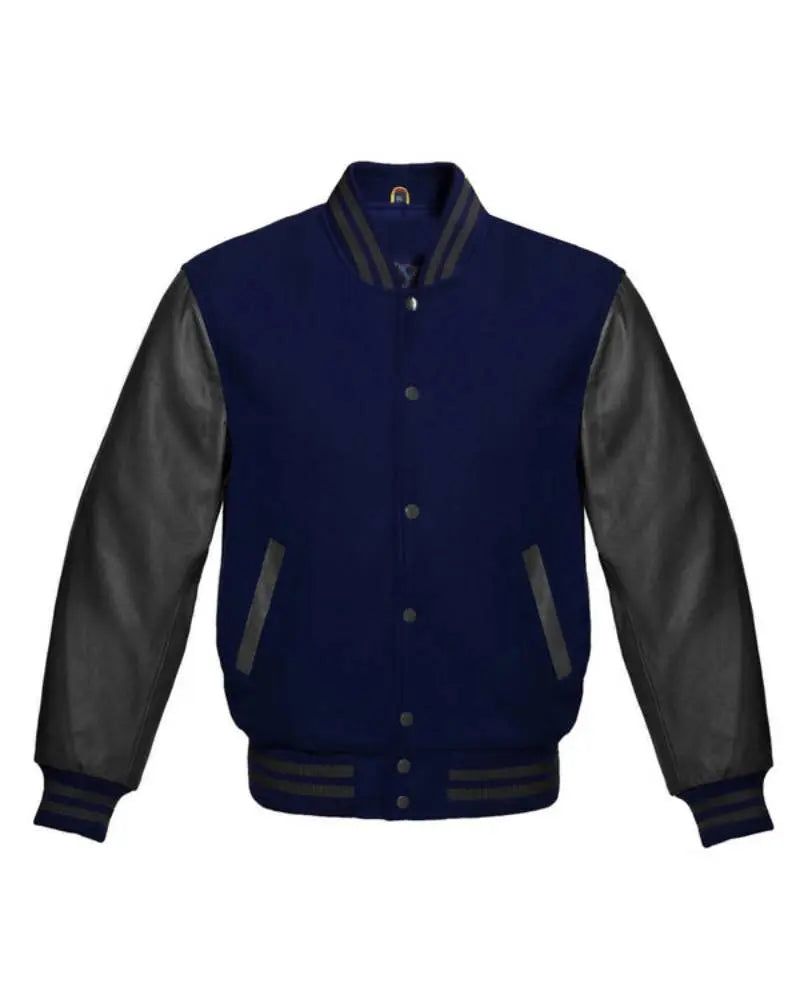 Navy Blue And Black Varsity Jacket USA Jackets