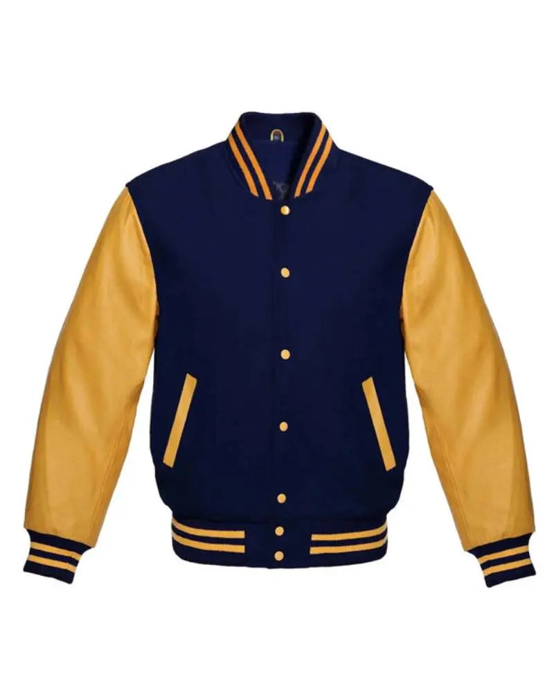 Navy Blue And Gold Varsity Jacket USA Jackets