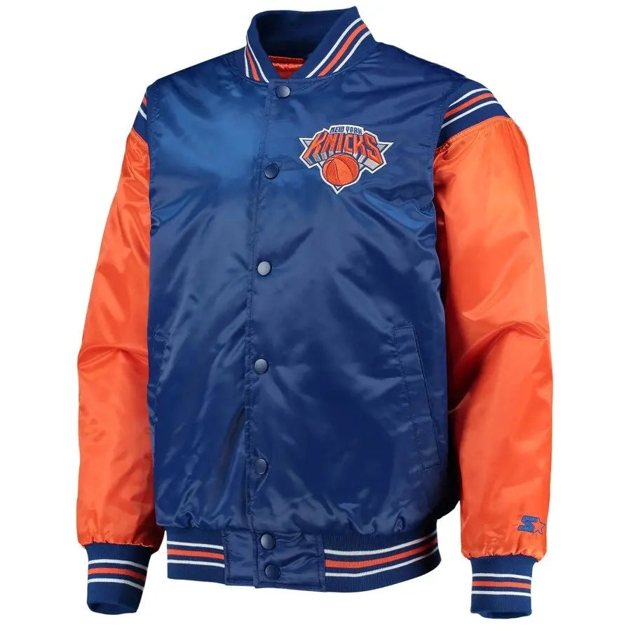 New York Knicks Enforcer Full-Snap Satin Varsity Jacket USA Jackets