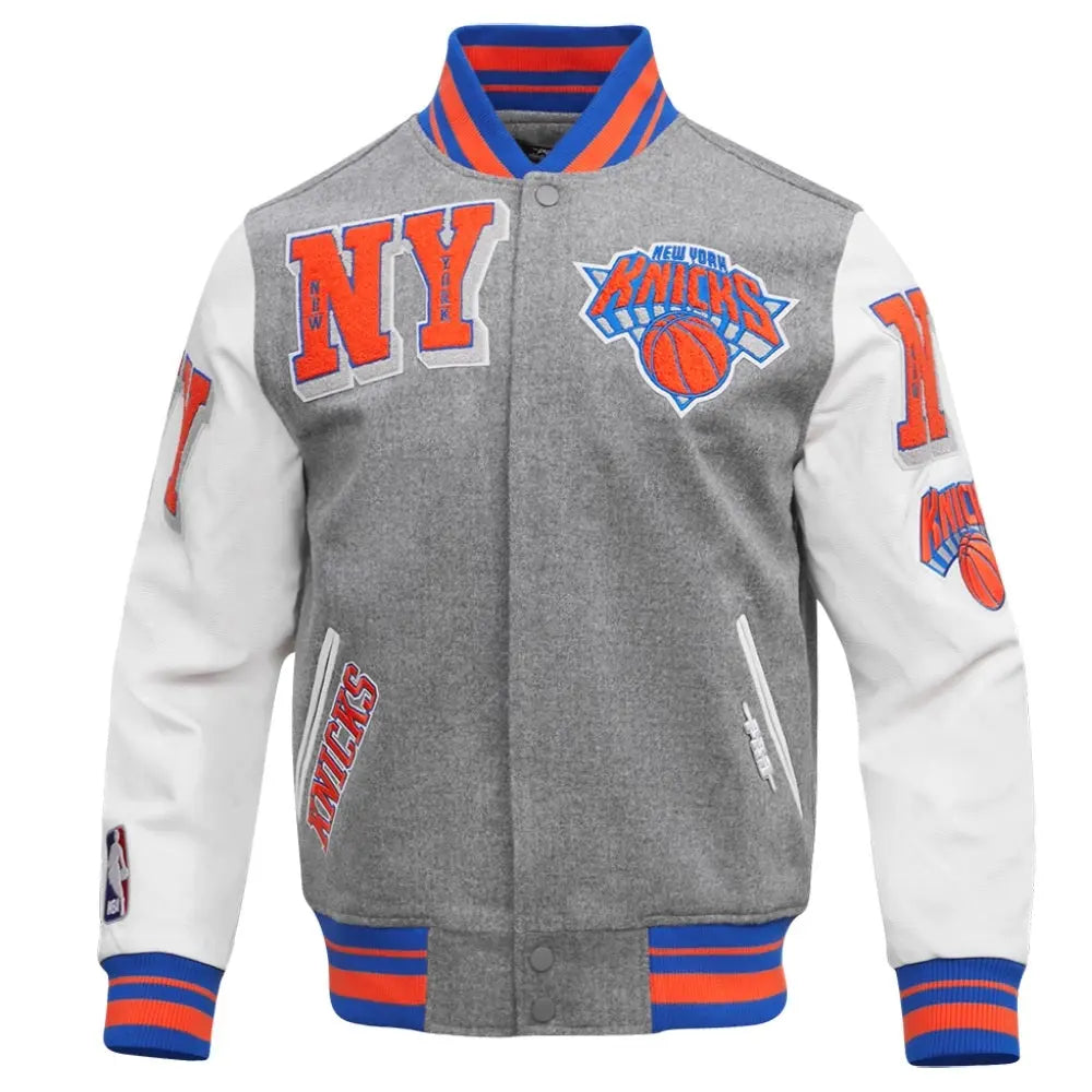 New York Knicks Mashup Wool & Leather Varsity Jacket USA Jackets