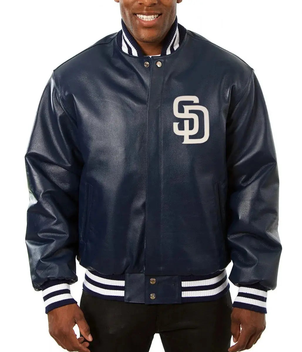 San Diego Padres Navy Blue Leather Jacket USA Jackets