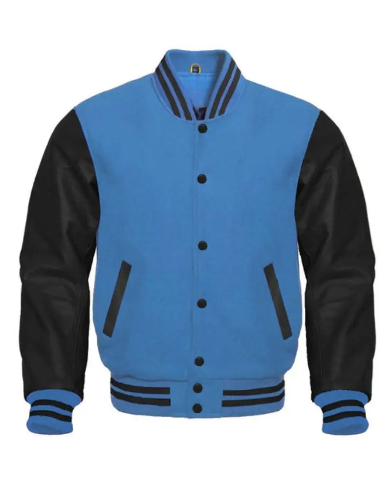 Sky Blue And Black Varsity Jacket USA Jackets