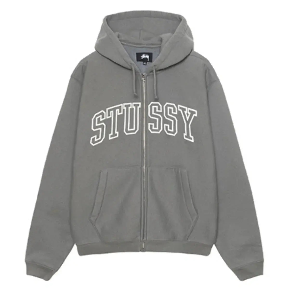 Stussy Unisex Outline Zip Hoodie Grey USA Jackets