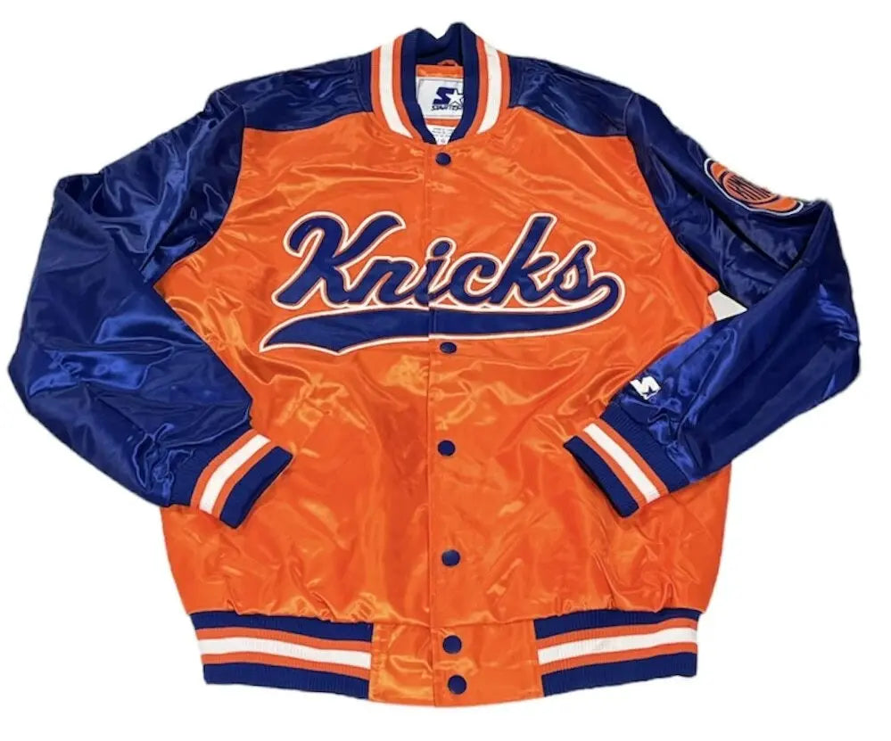 The Tradition II Team NY Knicks Orange & Blue Satin Jacket USA Jackets