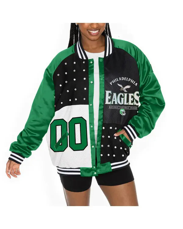 The View 2025 Sunny Hostin Eagles Embellished Varsity Jacket USA Jackets