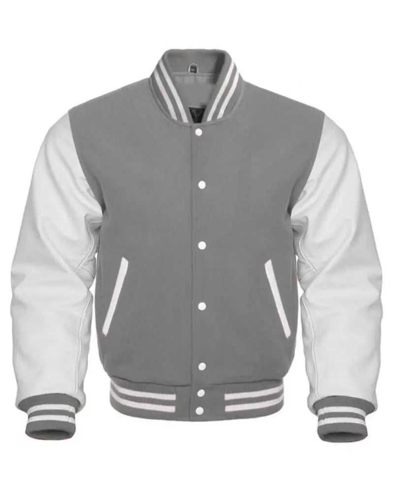 White And Grey Varsity Jacket USA Jackets
