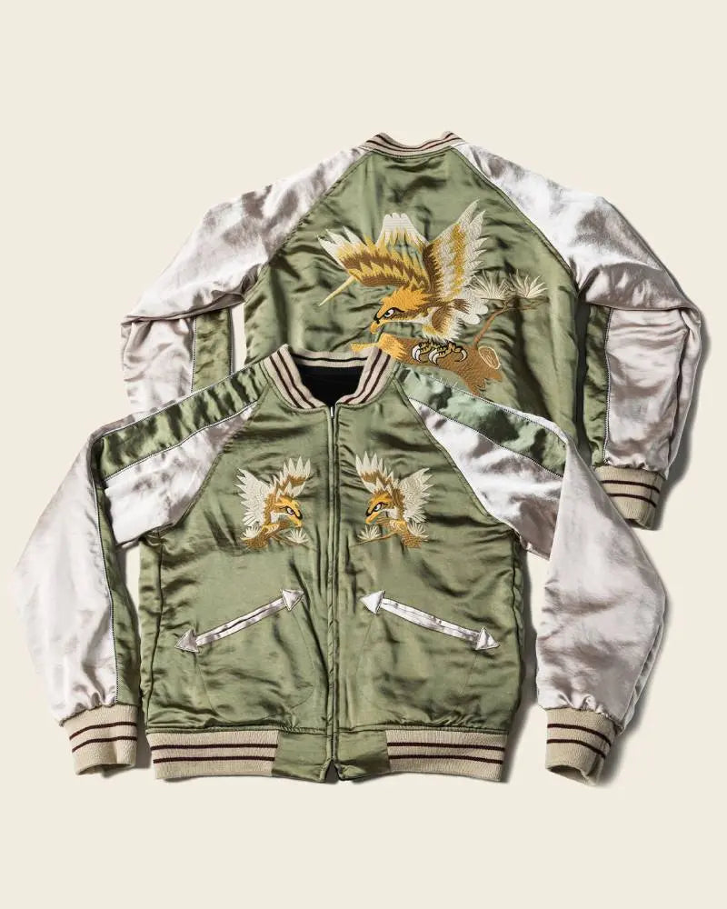 1950s Reversible Acetate Souvenir Jacket – Falcon × Tiger USA Jackets
