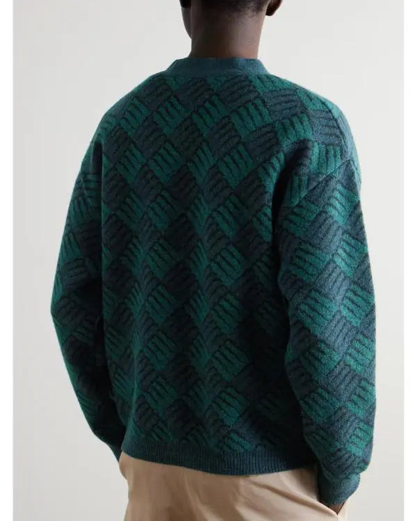 Access Hollywood Nick Offerman Green & Blue Printed Cardigan USA Jackets
