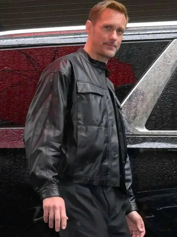 Alexander Skarsgård Murderbot Black Leather Jacket USA Jackets