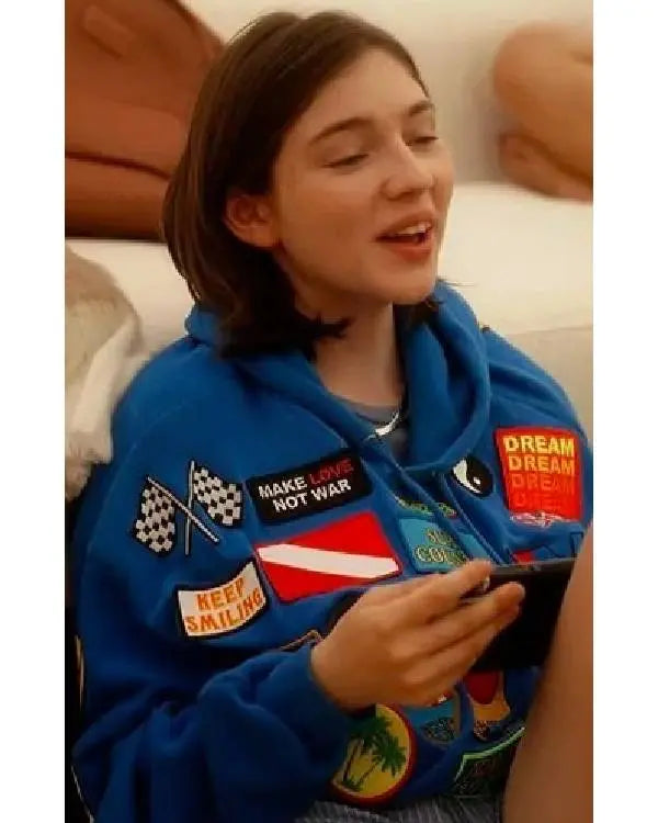 And Just Like That Alexa Swinton Blue Patch Hoodie USA Jackets