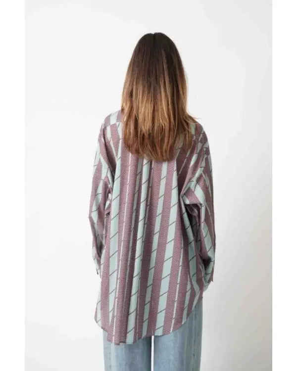 And Just Like That S03 Cynthia Nixon Brown Striped Shirt USA Jackets