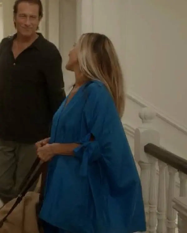 And Just Like That Sarah Jessica Parker Blue Shirt Dresses USA Jackets