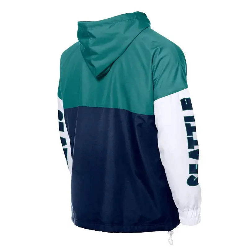 Seattle Mariners Color Block Navy/Aqua Hoodie Windbreaker USA Jackets