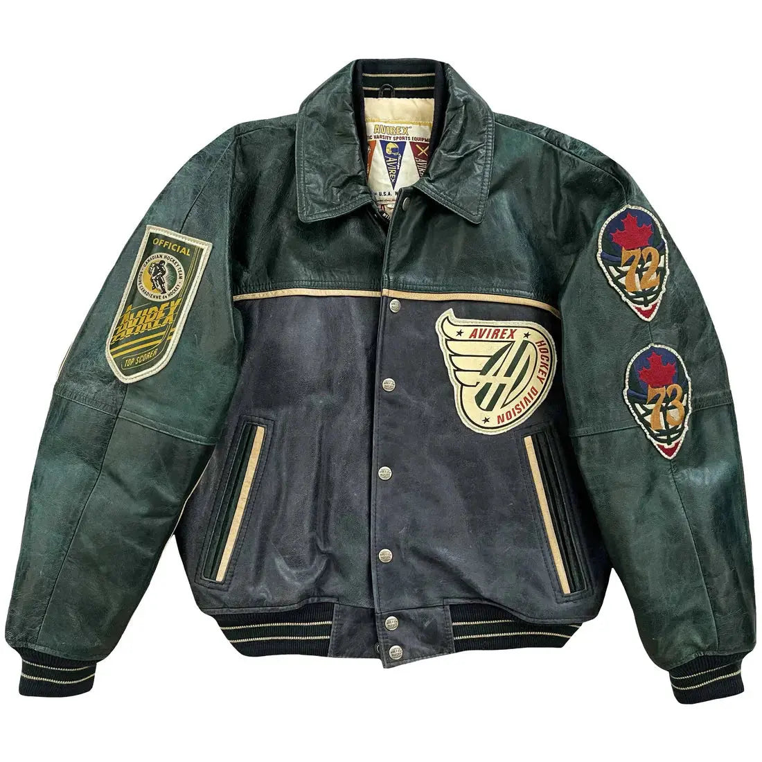 Avirex Canadian Hockey Leather Varsity Jacket USA Jackets