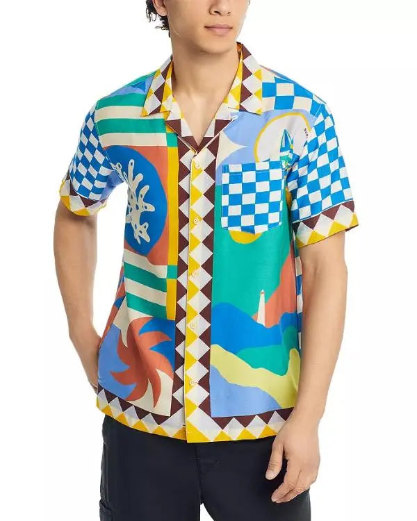 Bachelor In Paradise S10 Justin Glaze Printed Camp Shirt USA Jackets