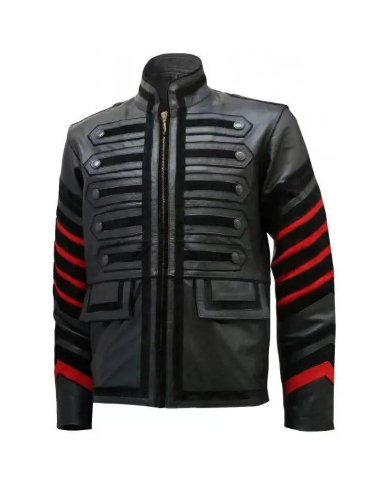 Black Leather Military Jacket for Men’s USA Jackets