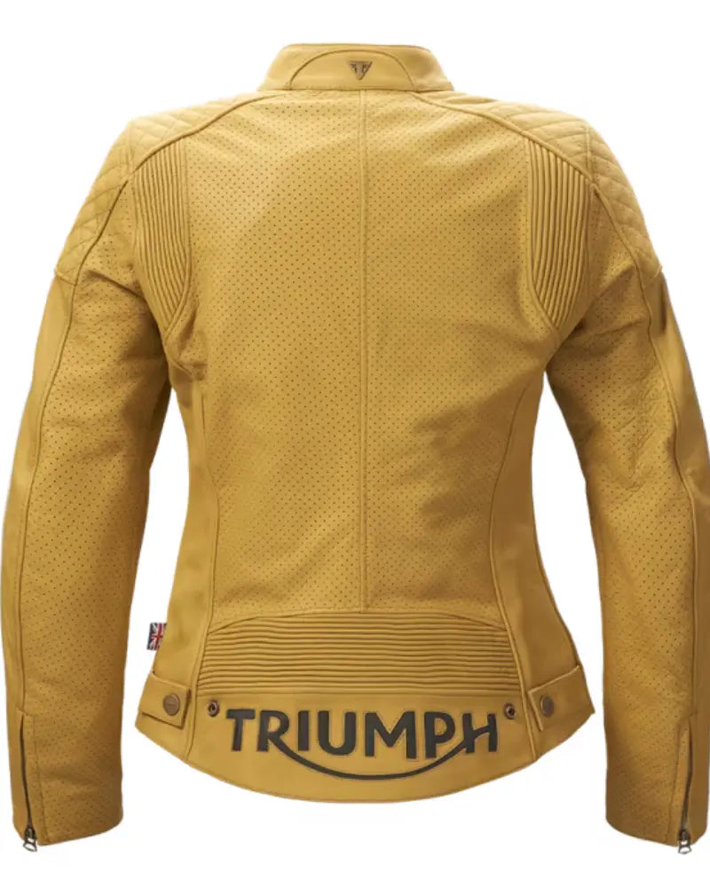 Braddan Women’s Air Race Gold Leather Motorcycle Jacket USA Jackets