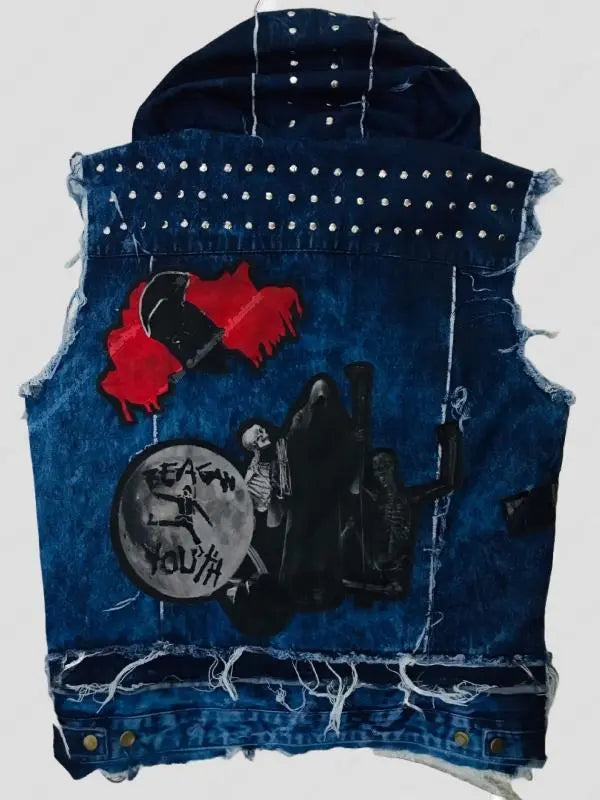Bray Wyatt Blue Denim Hooded Vest USA Jackets