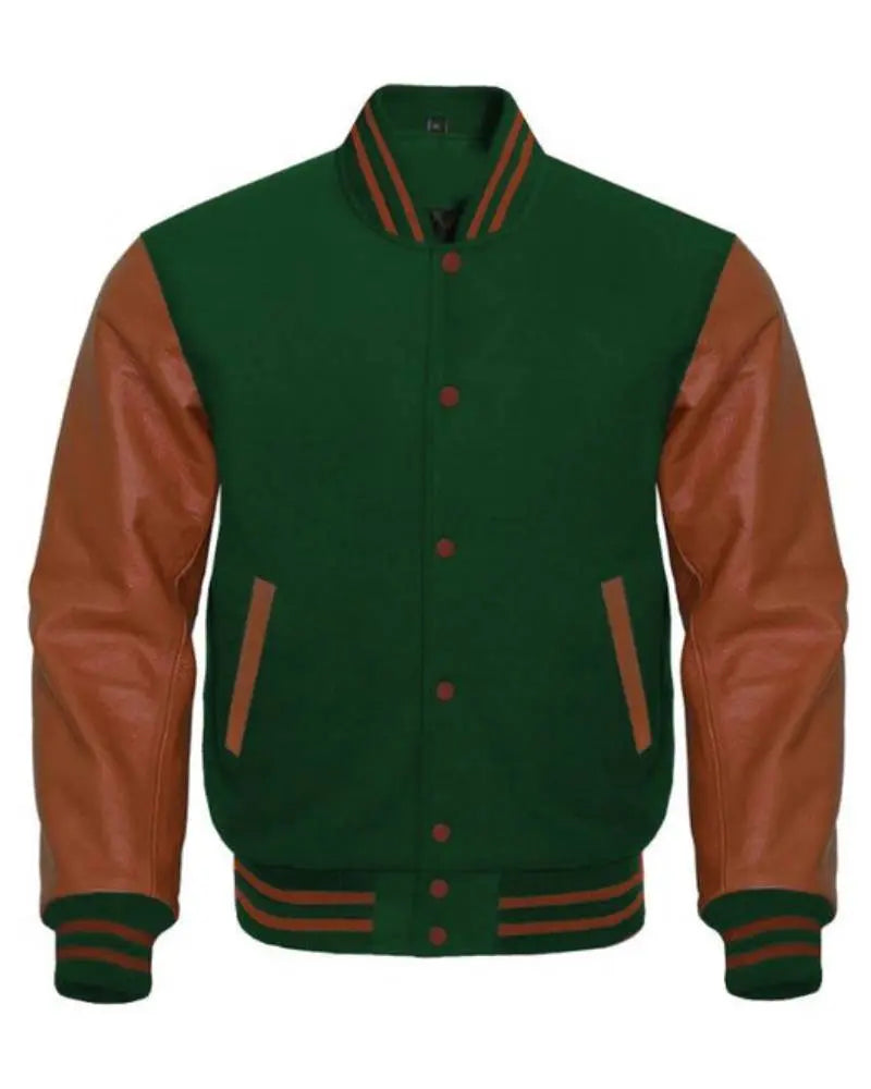 Dark Green And Brown Varsity Jacket USA Jackets