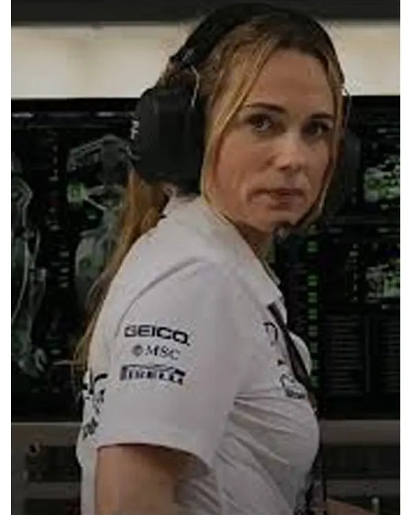 F1 The Movie Kerry Condon White Polo Shirt USA Jackets