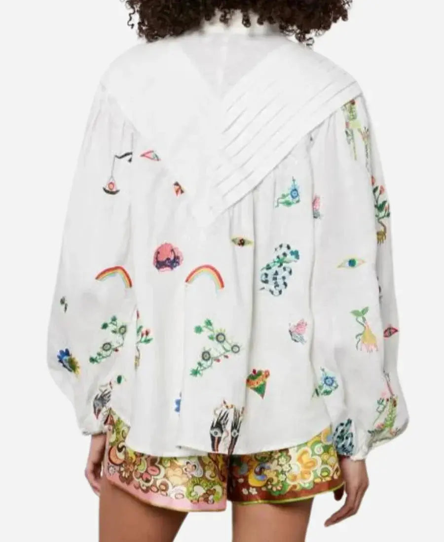 Gizelle Bryant Love Hotel S01 Bryant White Printed Blouse USA Jackets
