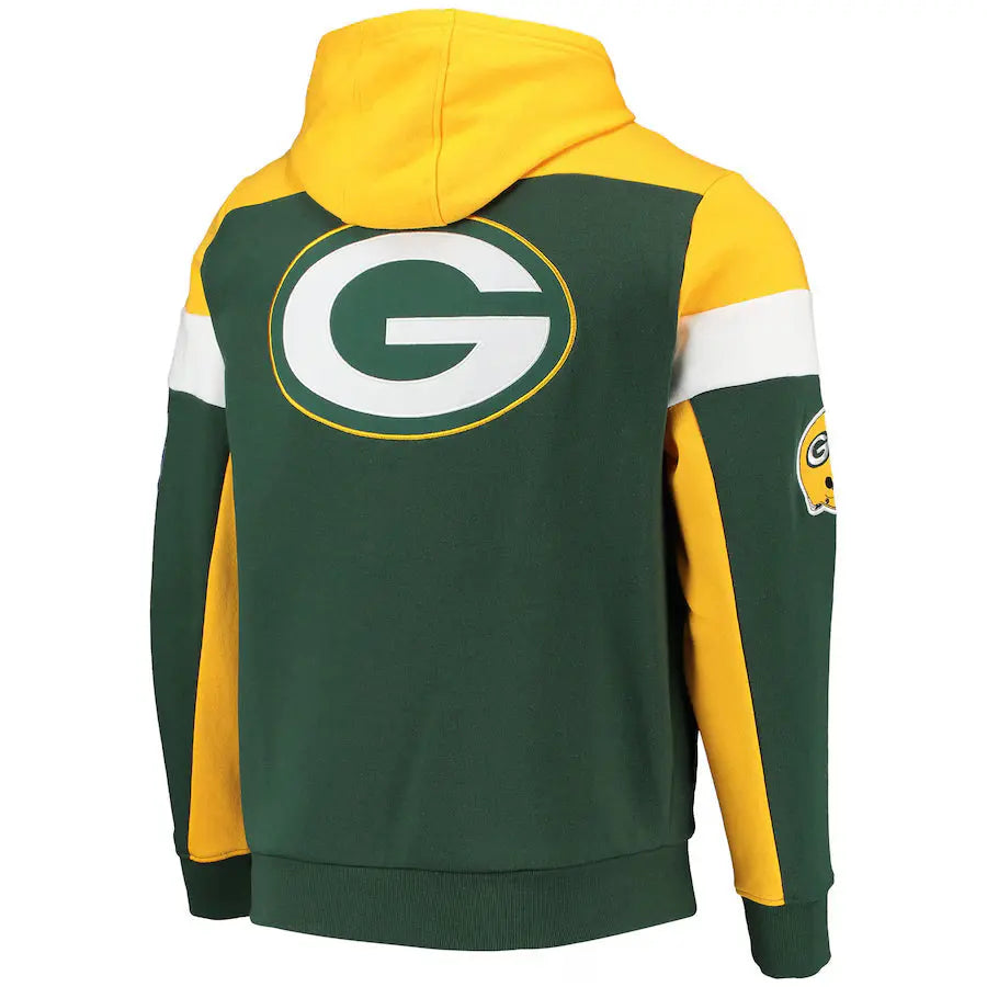 Men's Starter Green/Gold Green Bay Packers Logo Extreme Full-Zip Hoodie - USA Jackets