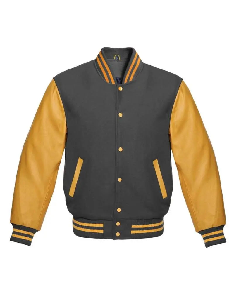 Gray And Gold Varsity Jacket USA Jackets