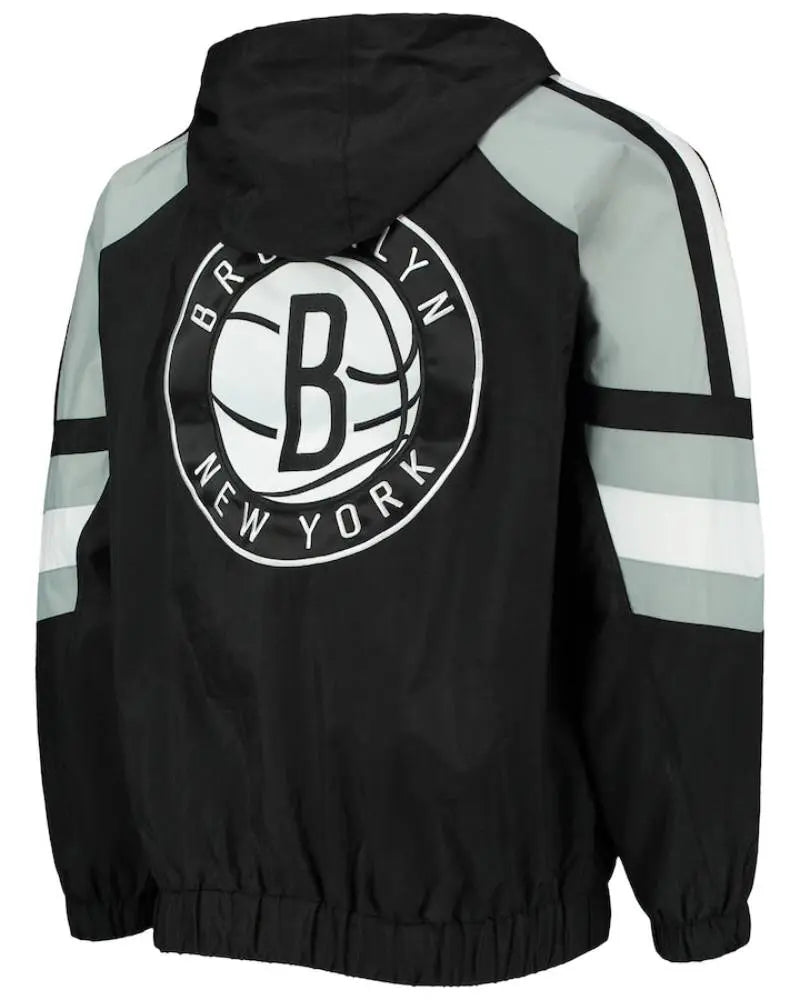 Men’s Brooklyn Nets Starter Black/Gray The Pro II Half-Zip Jacket USA Jackets