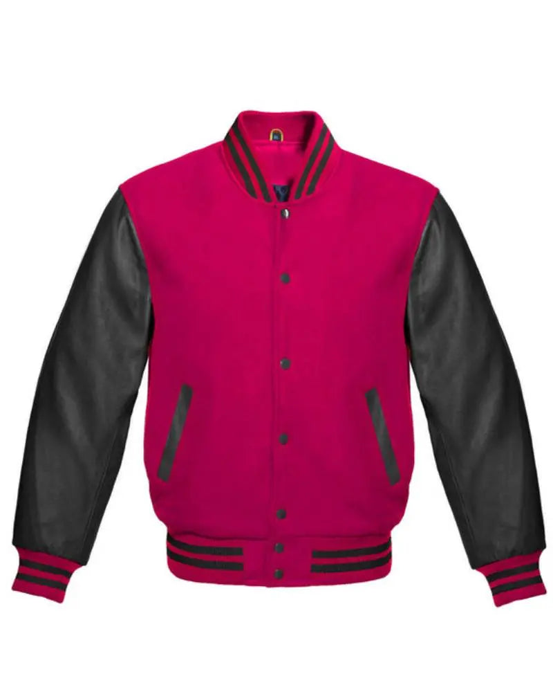 Hot Pink & Black Varsity Jacket USA Jackets